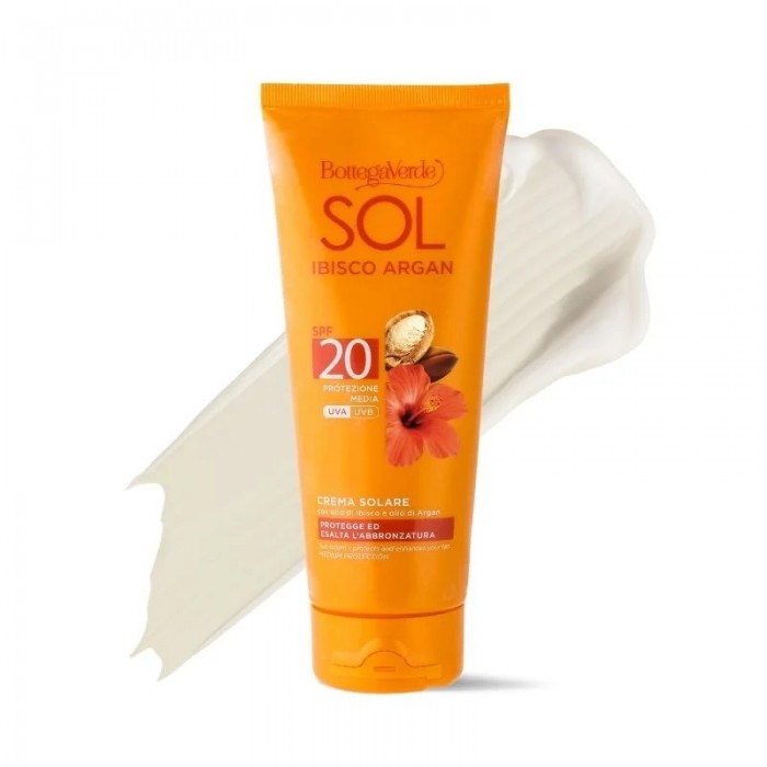 SOL Ibisco Argan - Napozókrém - védi és fokozza a barnaságot - Hibiszkusz olajjal és Argán olajjal - SPF20 közepes védelem