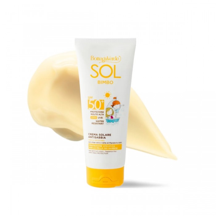 SOL kids - Naptej - homokálló - Aloe verával és édes mandulatejjel - nagyon magas védelem SPF50+ - kifejezetten gyermekek számára készült védelem