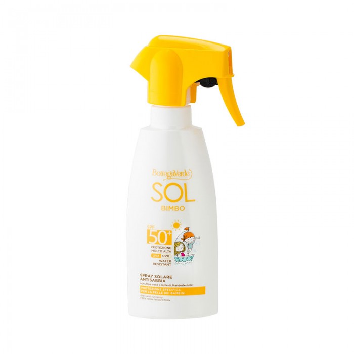 SOL kids - Napspray - homokálló - Aloe verával és édes mandulatejjel - nagyon magas védelem SPF50+ - kifejezetten gyermekek számára készült védelem