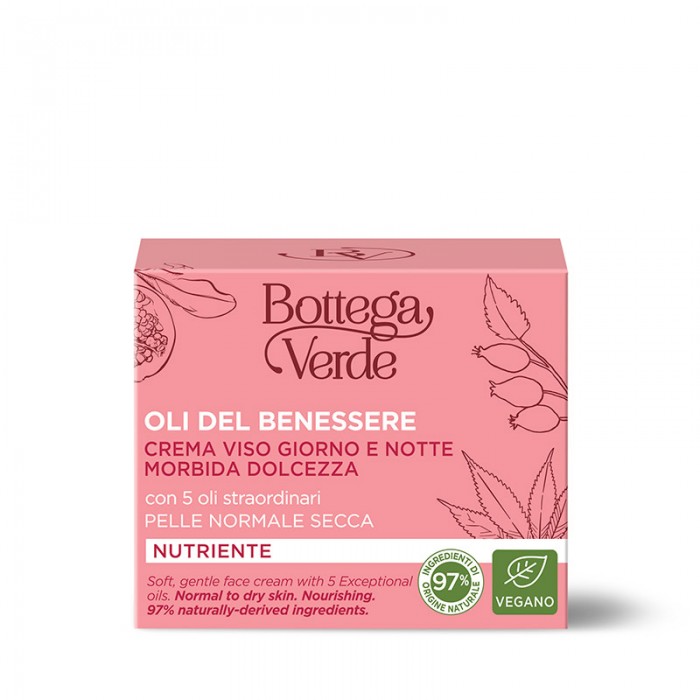 Oli del benessere - Puha, gyengéd,tápláló nappali és éjszakai arckrém - 5 kivételes olajjal (50 ml) - Normál és száraz bőrre