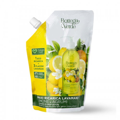 Limone e Agrumi - Maxi folyékony szappan utántöltő szicíliai citrom kivonattal (750 ml)