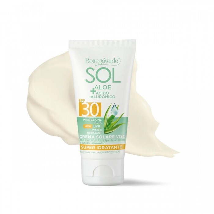 SOL Aloe hyaluronsav - Fényvédőkrém arcra - Magas védelem SPF30 - vízálló