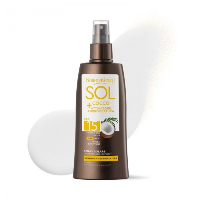 SOL Cocco - Barnulást segítő napozó spray – Közepes fényvédelem SPF15