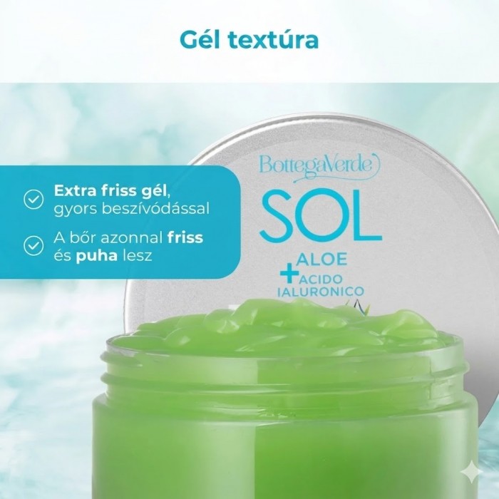 SOL Aloe Hyaluronic Acid - Napozás utáni hidratáló testápoló gél - azonnali enyhülést nyújt