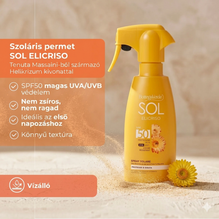SOL HELICHRYSUM - SUN SPRAY - MAGAS VÉDELEM SPF50 - VÍZÁLLÓ 