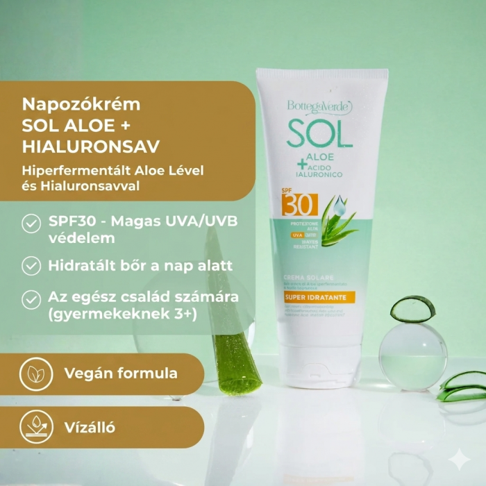 SOL Aloe hyaluronsav - Naptej - Magas védelem SPF30