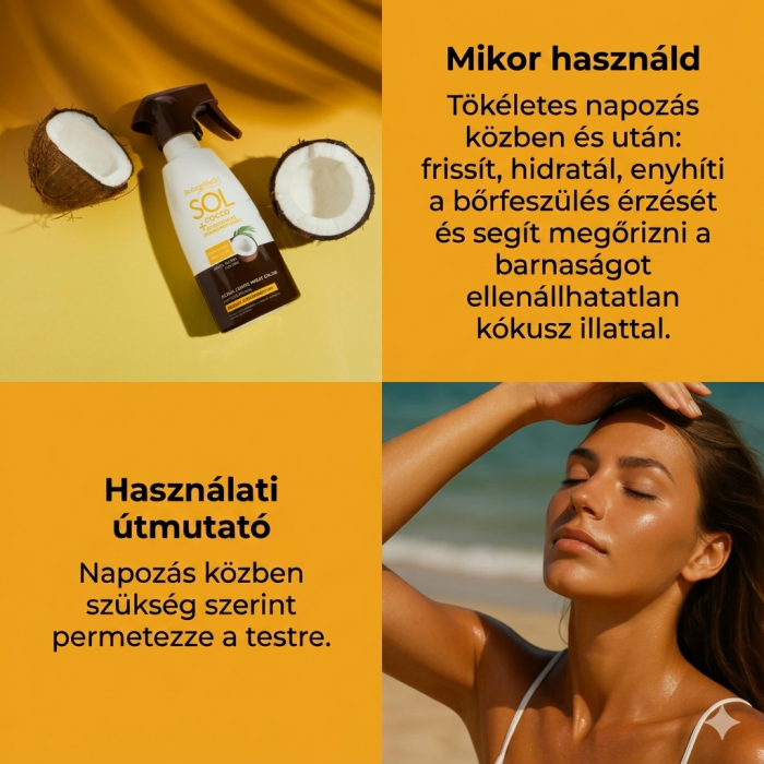 SOL Cocco - Barnulást segítő napozó testpermet - a barnaság fokozásáért