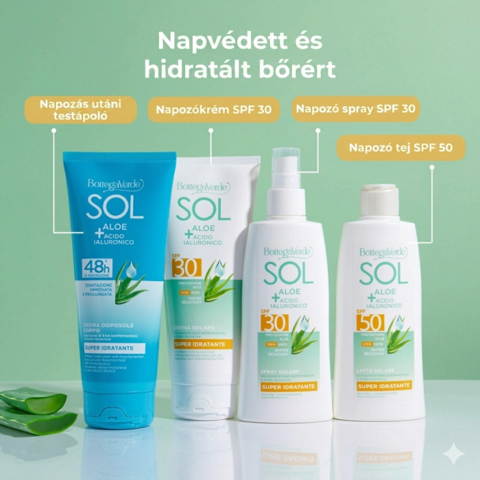 SOL Aloe hyaluronsav - Napozóspray- Magas védelem SPF30