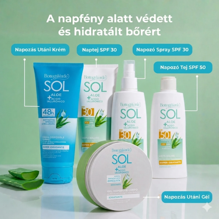 SOL Aloe Hyaluronic Acid - Napozás utáni hidratáló testápoló gél - azonnali enyhülést nyújt
