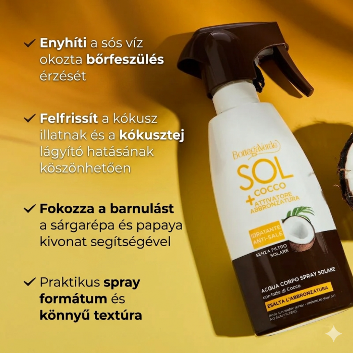 SOL Cocco - Barnulást segítő napozó testpermet - a barnaság fokozásáért